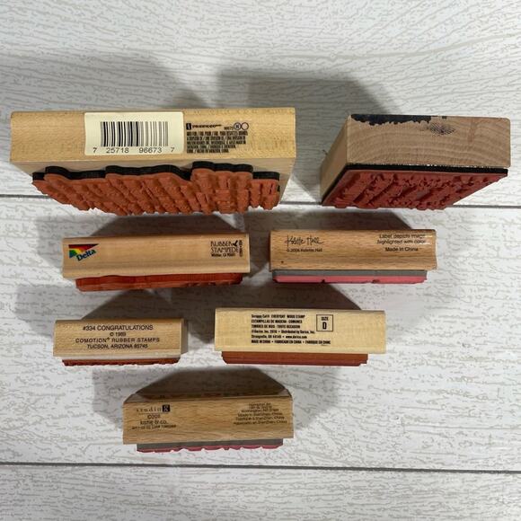 Wood and Rubber Stamp 7 Piece Thank you and Congratulations Bundle - Picture 3 of 11